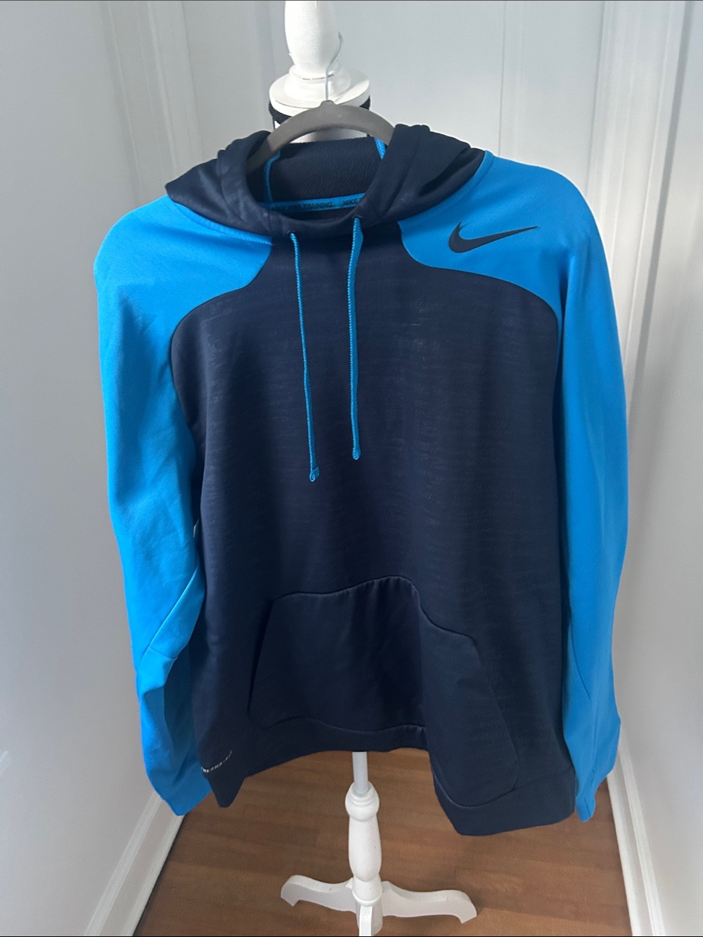 Nike Navy and Bright Blue Colorblock Hoodie